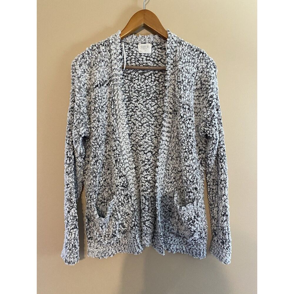 Sienna Sky Women’s Black & White Sherpa Open Cardigan Size Small